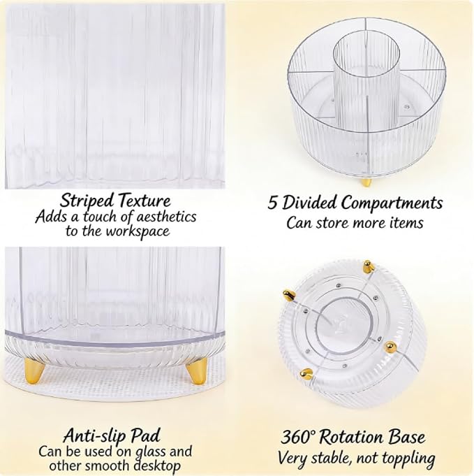 360 Degree Rotating Desktop Organizer, Makeup Brushes, Desktop Stationery - Image 5
