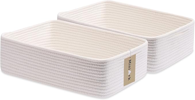 Large Shallow Organizing Baskets 15x11x5.1 Inches by MiniArkStorageBasketsHome