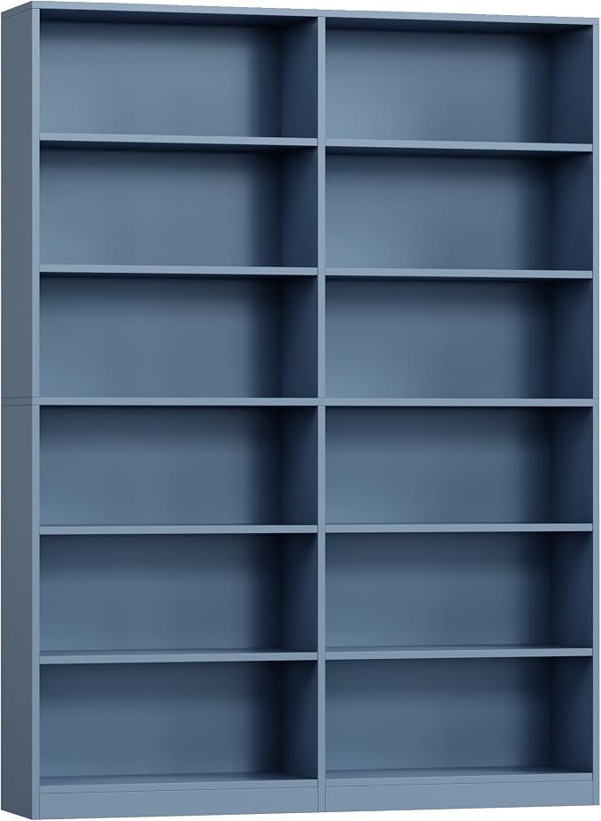 FACBOTALL Bookshelf and Bookcase, 6-Tier Double Wide Bookshelves, Freestanding - Image 8