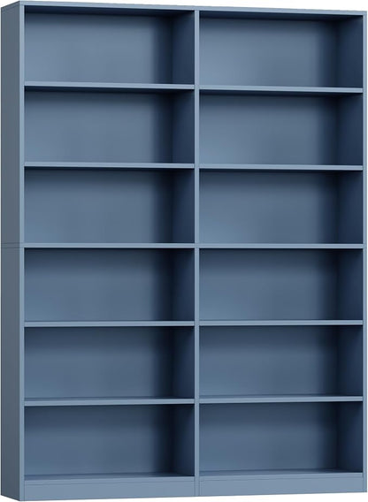 FACBOTALL Bookshelf and Bookcase, 6-Tier Double Wide Bookshelves, Freestanding - Image 8