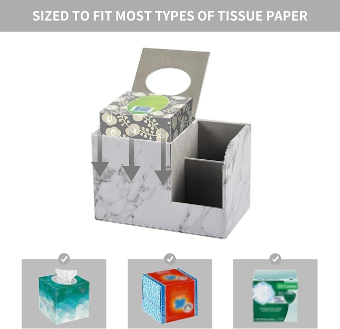 PU Leather Tissue Box Cover Square-Multifunctional Bathroom Tissue Box - Image 4