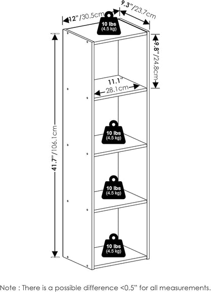 Furinno PASIR Book Shelf, 4-Tier Modern Bookshelf, Open Shelves Bookcase 9 x 12 - Image 3