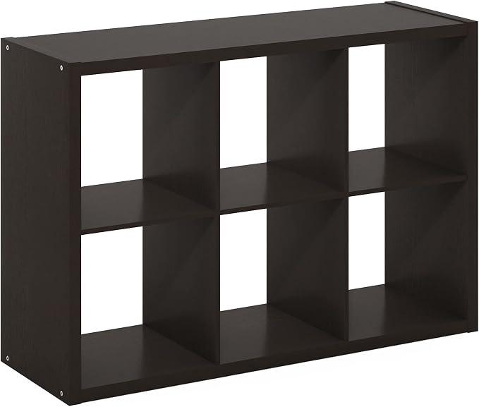 Furinno CUBICLE 6-Cube Book Shelf, Extra Thick Frame Bookshelf, Dark Oak | - Image 12