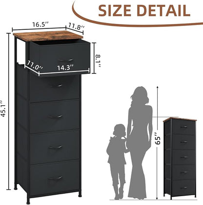 Somdot Tall Dresser for Bedroom, 5 Drawer Storage Cabinet, Chest of Drawers | - Image 3