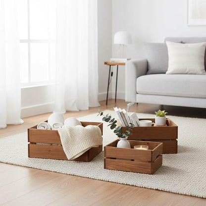 Set of 3 Rustic Wooden Storage Crates - Image 6