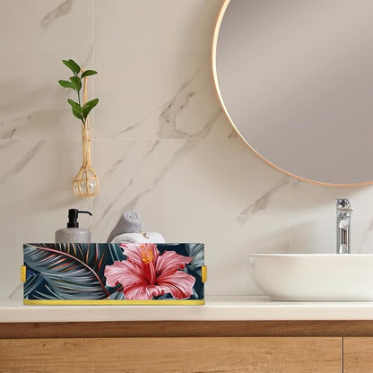 Beautiful Tropical Flowers Bathroom Storage Basket, Foldable - Image 6