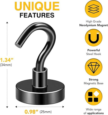 DIYMAG Magnetic Hooks Black 85 LB Heavy Duty Strong Magnet - Image 2