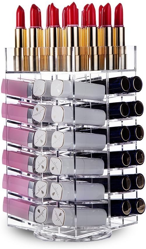 HBlife Lipstick Holder, Acrylic Rotating 64 Lipstick Tower Organizer Spinning - Image 6