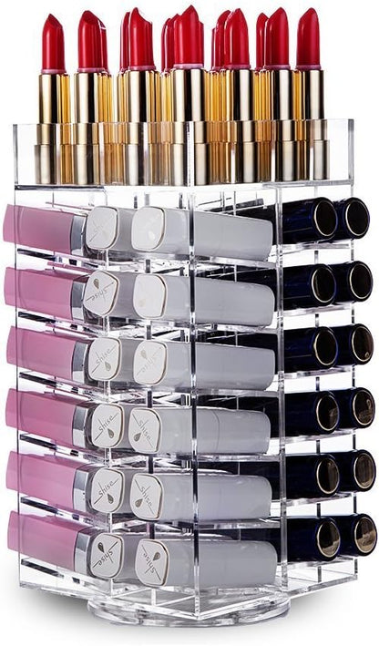 HBlife Lipstick Holder, Acrylic Rotating 64 Lipstick Tower Organizer Spinning - Image 6