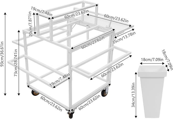 Flower Display Stand Cart With 18 Buckets Plant Rack Storage Organizer with - Image 5