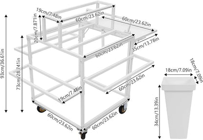 Flower Display Stand Cart With 18 Buckets Plant Rack Storage Organizer with - Image 5