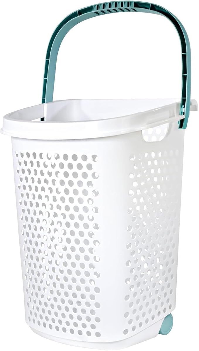 Heavy-Duty Plastic Wheeled Rolling Laundry Basket - Image 3