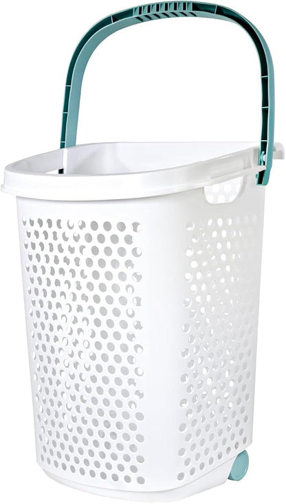 Heavy-Duty Plastic Wheeled Rolling Laundry Basket - Image 3