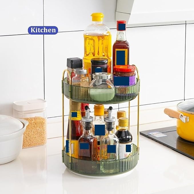 Bathroom Makeup Organizers, 2-Tiers 360° Rotating Makeup Organizer - Image 4