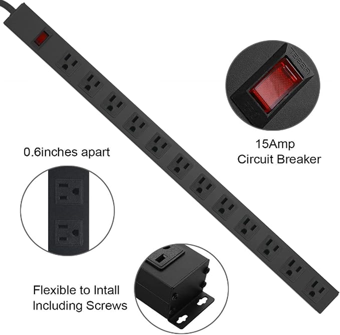 HHSOET Aluminum Wall Mount Power Strip - Image 3