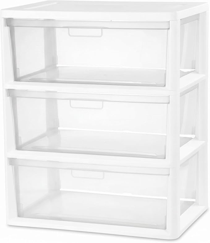 Wide 3 Drawer Tower, Plastic Storage Drawers by Unknown