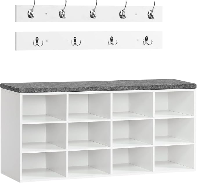 HOOBRO Shoe Storage Bench with Cushion, 39.4" L Entryway Bench with 12 Cubbies by HOOBRO