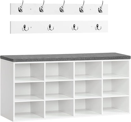 HOOBRO Shoe Storage Bench with Cushion, 39.4" L Entryway Bench with 12 Cubbies by HOOBRO