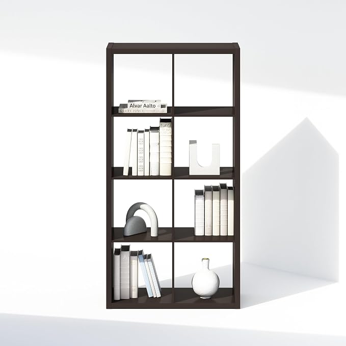 Furinno Simple 8-Cube Storage Organizer, Display Shelf, Dark Oak | Extra Thick - Image 6