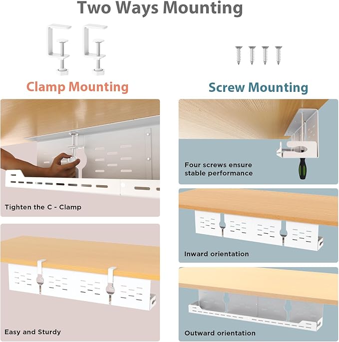 Univivi Under Desk Cable Management Tray - Image 2