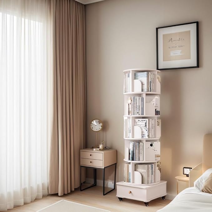 Rotating Bookshelf 5 Tier Bookcase - Image 6