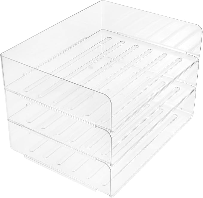 Stackable Paper Tray Organizer for Desk Wide Letter File Holder Transparent by Unknown