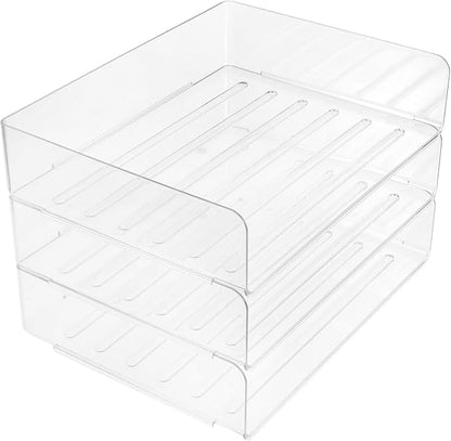 Stackable Paper Tray Organizer for Desk Wide Letter File Holder Transparent by Unknown