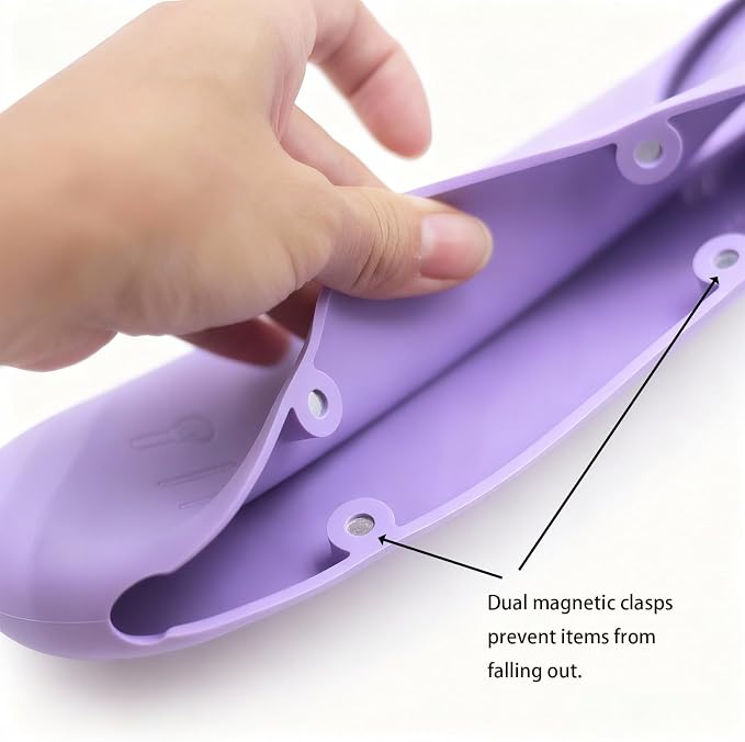 Magnetic Silicone Makeup Brush Holder – Portable Cosmetic Brush Organizer Case - Image 5