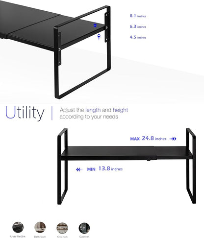 Nxconsu Cabinet Shelf Expandable Height Adjustable Shelf Organizer Riser - Image 5