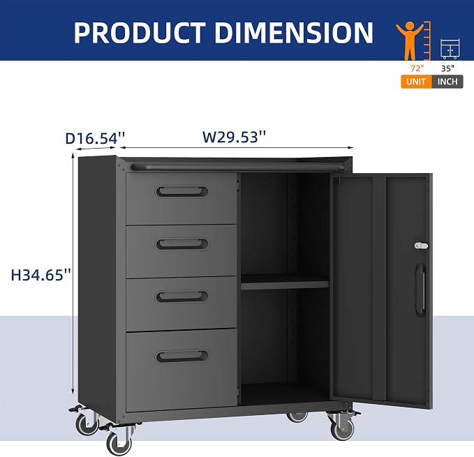 Metal Tool Cabinet, Garage Storage Cabinet System, Wall Cabinet & Locking - Image 3