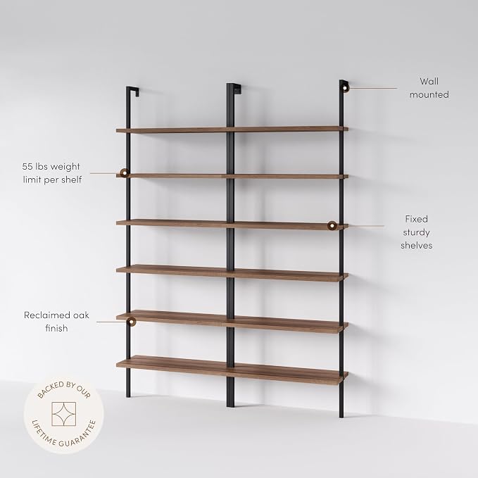 Nathan James Theo 6-Shelf Tall Bookcase, Wall Mount Bookshelf - Image 4