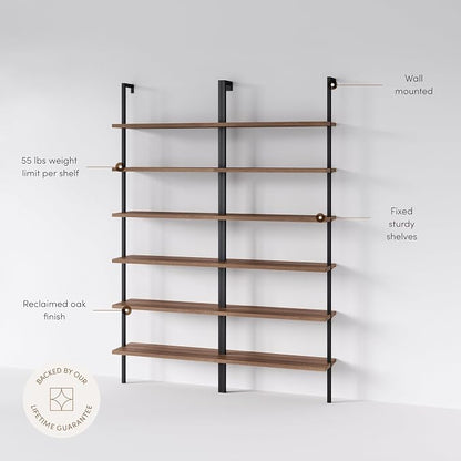 Nathan James Theo 6-Shelf Tall Bookcase, Wall Mount Bookshelf - Image 4