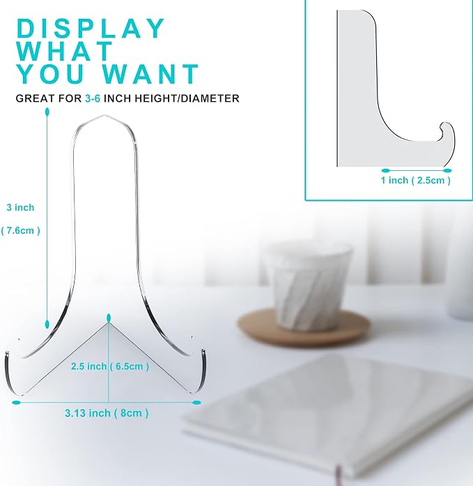 Boloyo 60-Degree Angle Acrylic Plate Display Stand, 3 Inch 2PC Clear Acrylic - Image 2