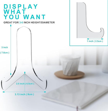 Boloyo 60-Degree Angle Acrylic Plate Display Stand, 3 Inch 2PC Clear Acrylic - Image 2