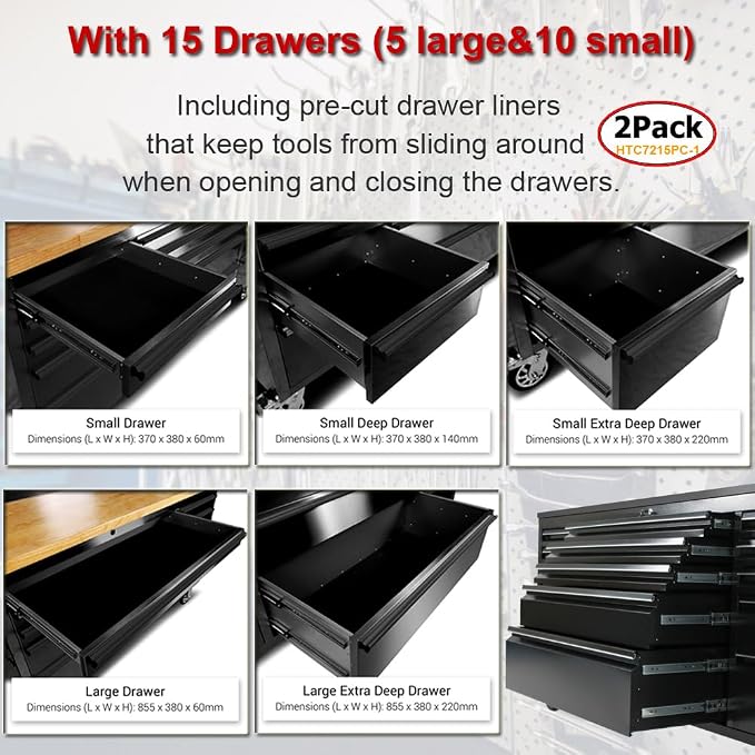 2 Pack - 72" Stainless Steel Rolling Tool Chest - Image 4