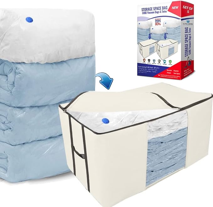 Cube Vacuum Storage Bags, Space Saver Bags, Decorative Totes by KingdomHome