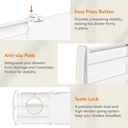 Lifewit 5" Tall 9 Pack Deep Drawer Dividers, 11.5-18.5" Expandable Drawer - Image 6