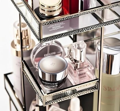 Vintage Glow Antique 360 Degree Rotating Makeup Organizer, 4-Tier Spinning - Image 6