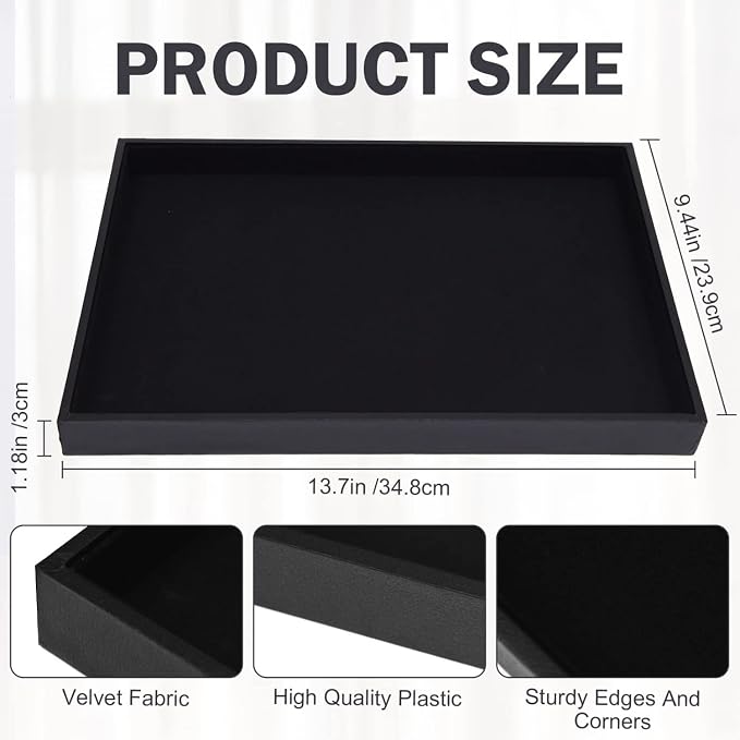 Velvet Jewelry Tray for Drawers Black Jewelrys Display Tray Stackable Jewelry - Image 3