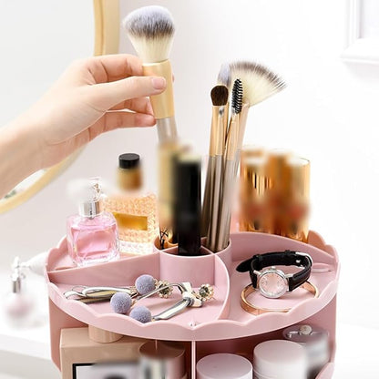360 Rotating Makeup Organizer, Acrylic DIY Adjustable Bathroom Makeup Carousel - Image 3