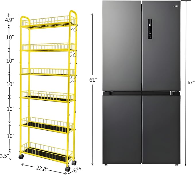 6-Tier Slim Storage Cart with Wheels, 6in Narrow Rolling Shelf, Sturdy Slim - Image 6