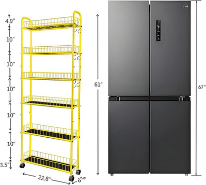 6-Tier Slim Storage Cart with Wheels, 6in Narrow Rolling Shelf, Sturdy Slim - Image 6