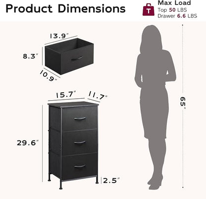 WLIVE Dresser with 3 Drawers, Fabric Nightstand, Organizer Unit, Storage Dresser - Image 3