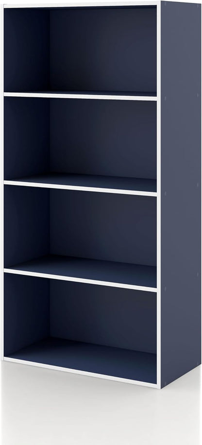 Homes: Inside + Out Apexa 4-Tier Cube Storage Organizer Shelves, Stackable Wood by HOMESInsideOut