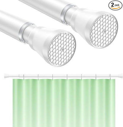 2Pack Shower Curtain Rod 45 to 77 Inches White Shower Rod Tension Curtain Rod by HAOYUNTE