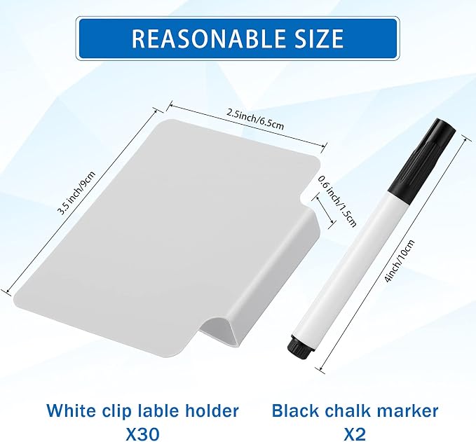 32 Pieces Basket Labels Clip Set, Include 30 Kitchen Clip Label Holder - Image 3
