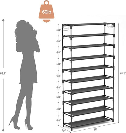 LANTEFUL 10 Tiers Shoe Rack 50 Pairs Large Capacity Tall Shoe Organizer Sturdy - Image 3
