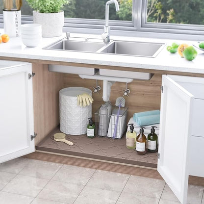 SIKADEER 28" x 19" Under Sink Mat Waterproof, Silicone Mat Kitchen Drawer Shelf - Image 2