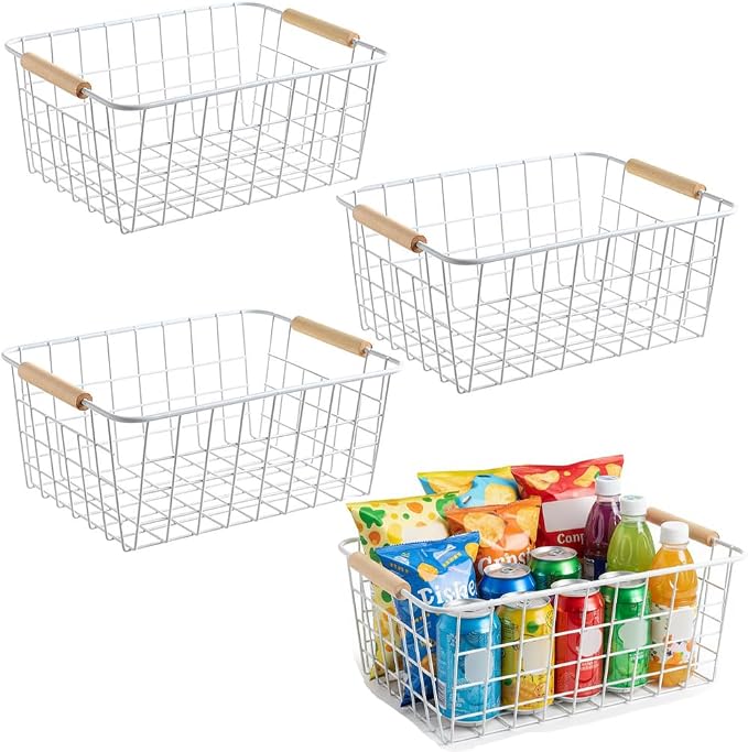White Metal Wire Food Storage Basket by HDYOUDO