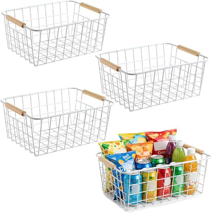 White Metal Wire Food Storage Basket by HDYOUDO
